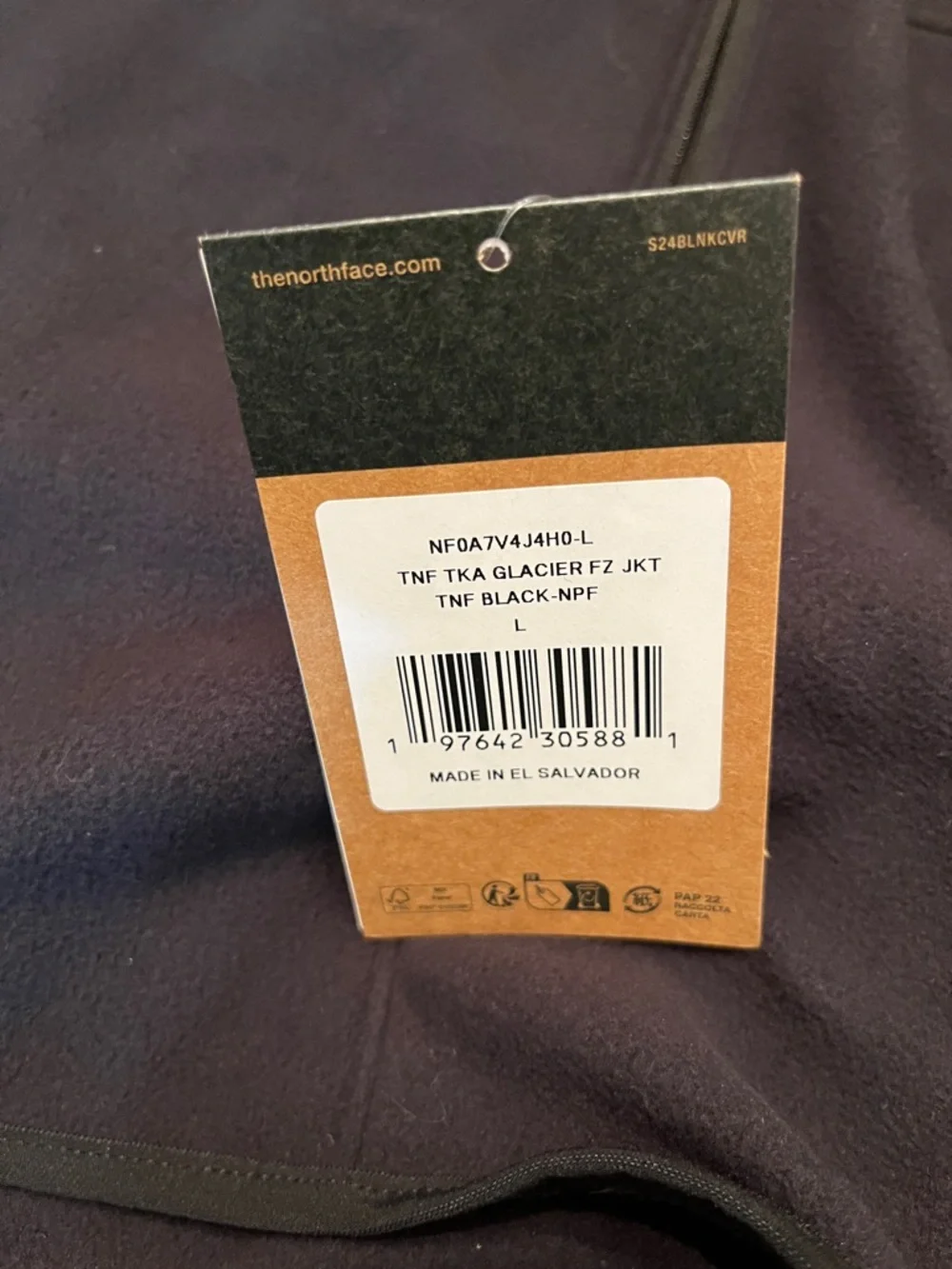 The North Face TKA Glacier Full-Zip Fleece Jacket in TNF Black, size large,‎ NWT